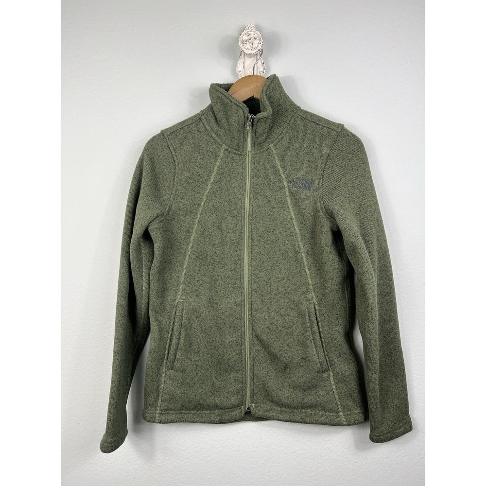 The North Face Fleece Sweater Womens Small Long Sleeve Full Zip Green